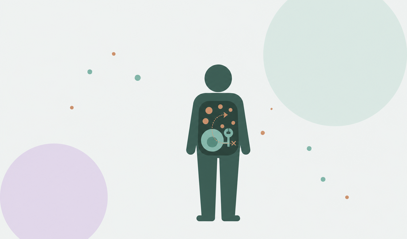 Illustration of a person with symbols representing internal metabolic processes