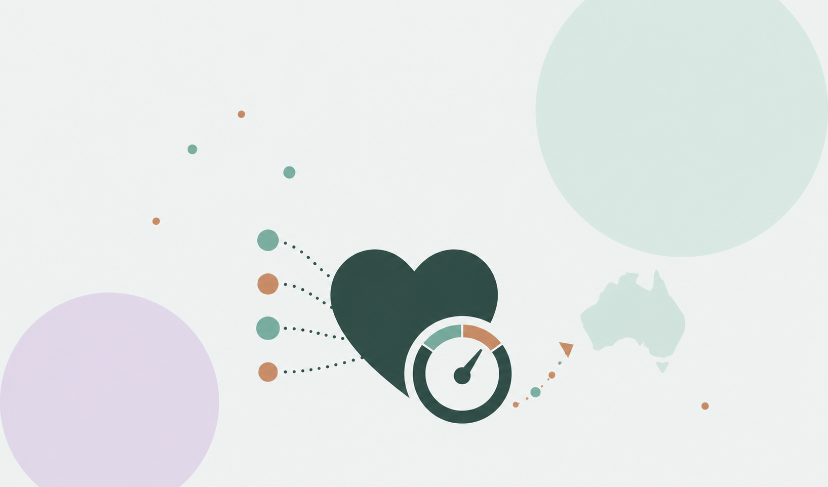 Abstract diagram representing connections between heart health and cardiovascular risk factors